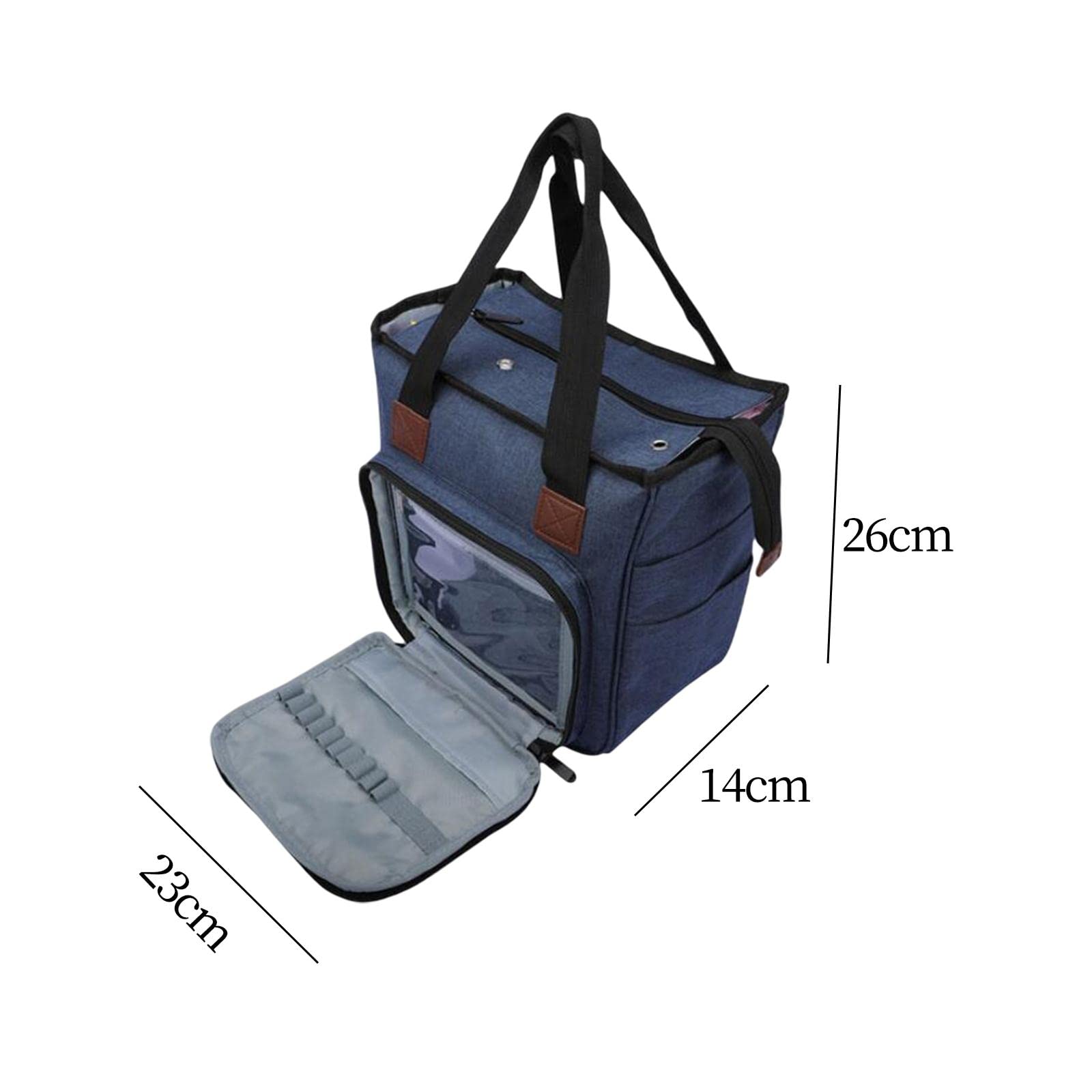 Juego de 2 bolsas de tejer portátiles, bolsa de almacenamiento, accesorios de costura, ganchos de ganchillo, color azul