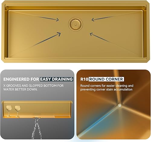 Miniatura 26 de Lordear Fregadero de cocina de montaje inferior de 23 pulgadas, estación de trabajo, fregadero de cocina de acero inoxidable calibre 16, cuenco