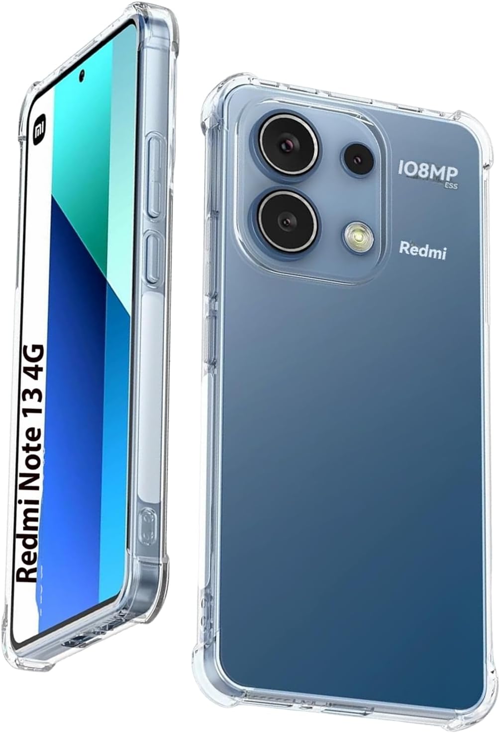 Case for Redmi Note 13 4G 6.67 Inch Clear TPU Four Corners Military-Grade Protection Cover Transparent Soft funda