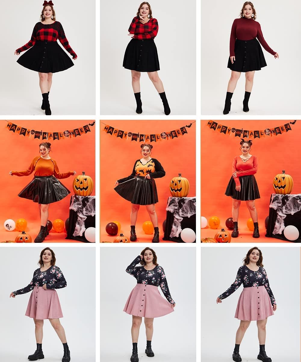 TIYOMI Plus Size Skirts for Curvy Women Basic Versatile Stretchy Elastic Waist Flared Casual A Line Pleated Mini Skirt XL-5XL - Image 5