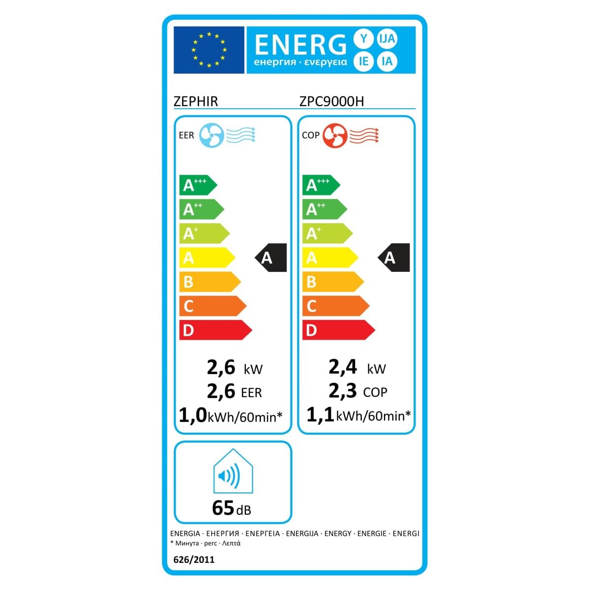 Condizionatore Portatile 9000 Btu con Pompa di calore A/A++ - ZPC9000H (Ricondizionato)