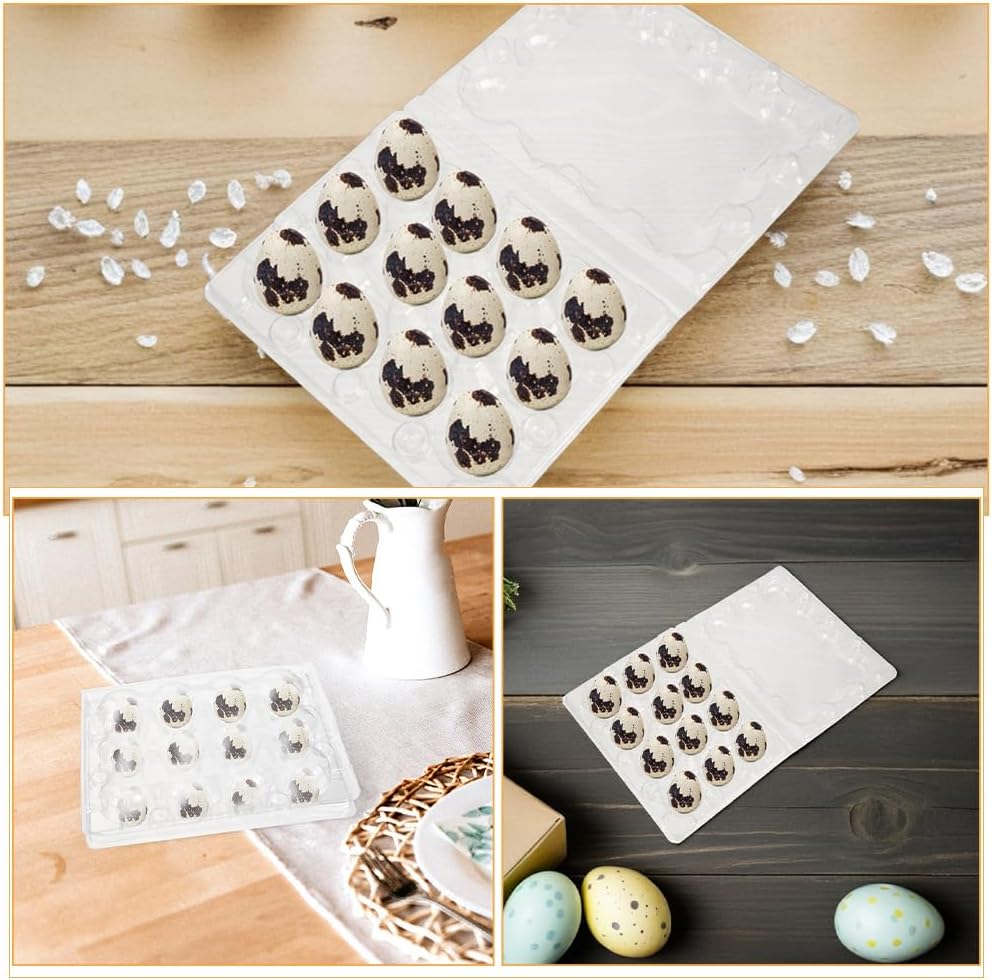 BESTonZON 60pcs Egg Cartons: 12 Grids Clear Plastic Quail Egg Cartons - Stackable And Portable Holder For Kitchen Refrigerator And Market Display