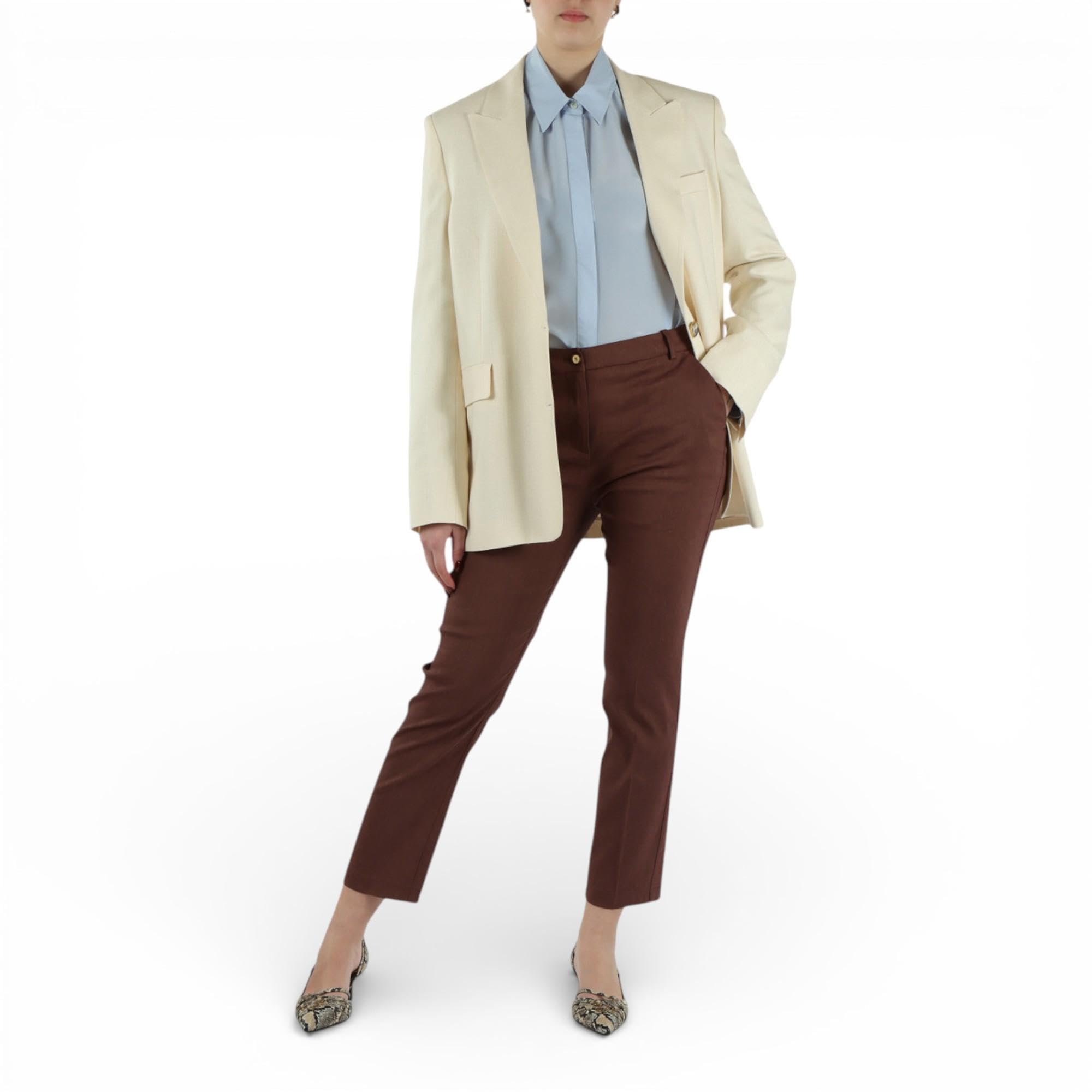 Pinko Pantalone Marrone in Lino
