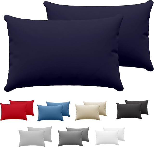 Dreamzie Poszewek na Poduszki (Zestaw 2) - Ciemnoniebieski - na poduszki 40 x 60 cm - 100% bawełna dżersej 150 g/m2 - poszewka na poduszkę - odporna i hipoalergiczna