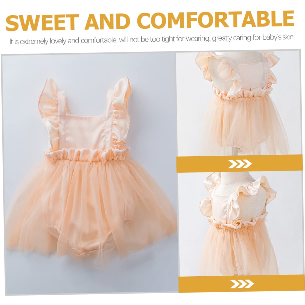 ifundom 3 Uds Vestido Mameluco Con Manga Voladora Ropa De Bebé Para Niña Nailon