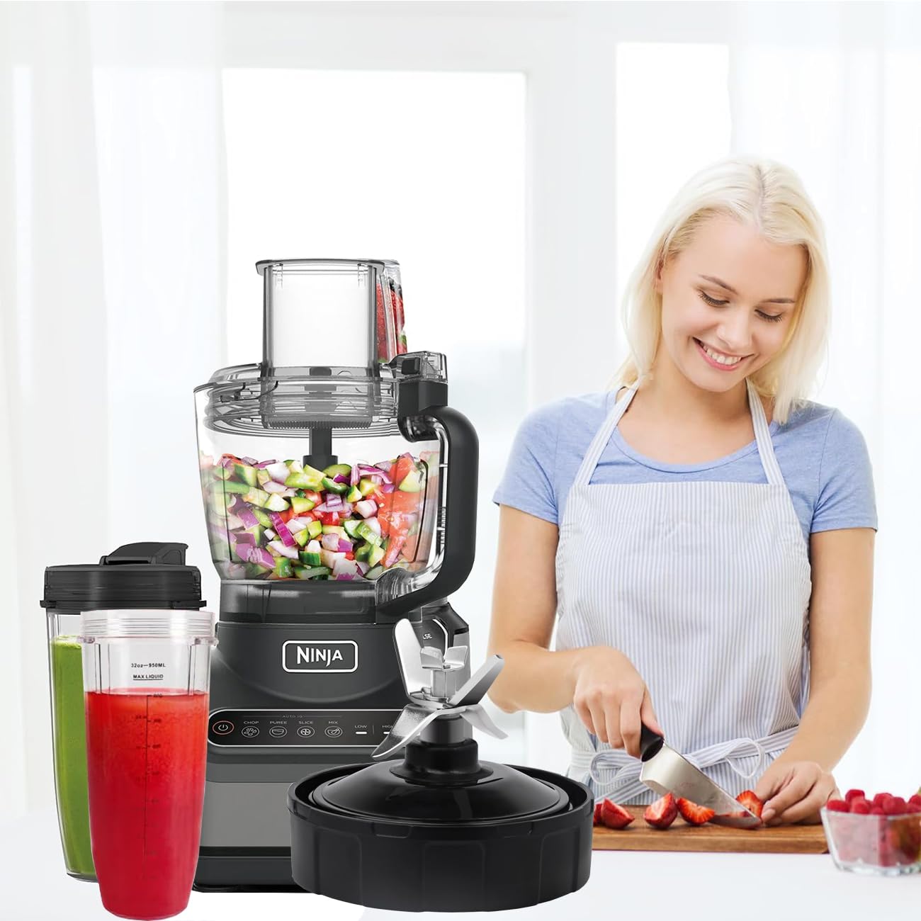 Lama di Ricambio per Ninja Frullatore, 7 Fins Lama Estrattore Compatibile con Ninja Robot da Cucina e Frullatore BN800EU BN750EU BN495EU BL450 BL451 BL480 BL481, Ninja Blender Accessorio