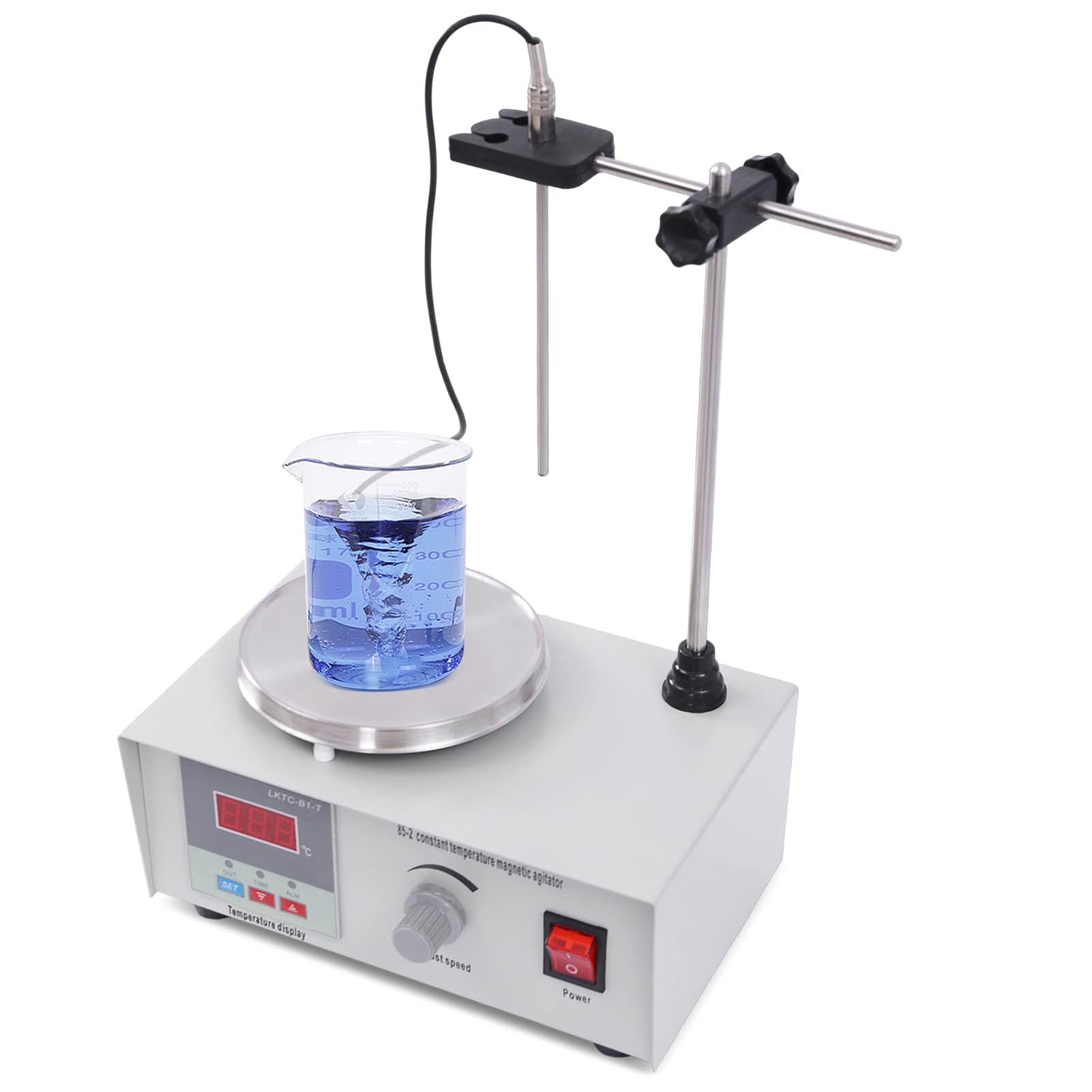 Placa Calefactora con Agitador Magnético, Agitador de Placa Calefactora Digital, Sensor de Sonda de Temperatura Incluido, Agitador de Laboratorio Digital con Pantalla LED