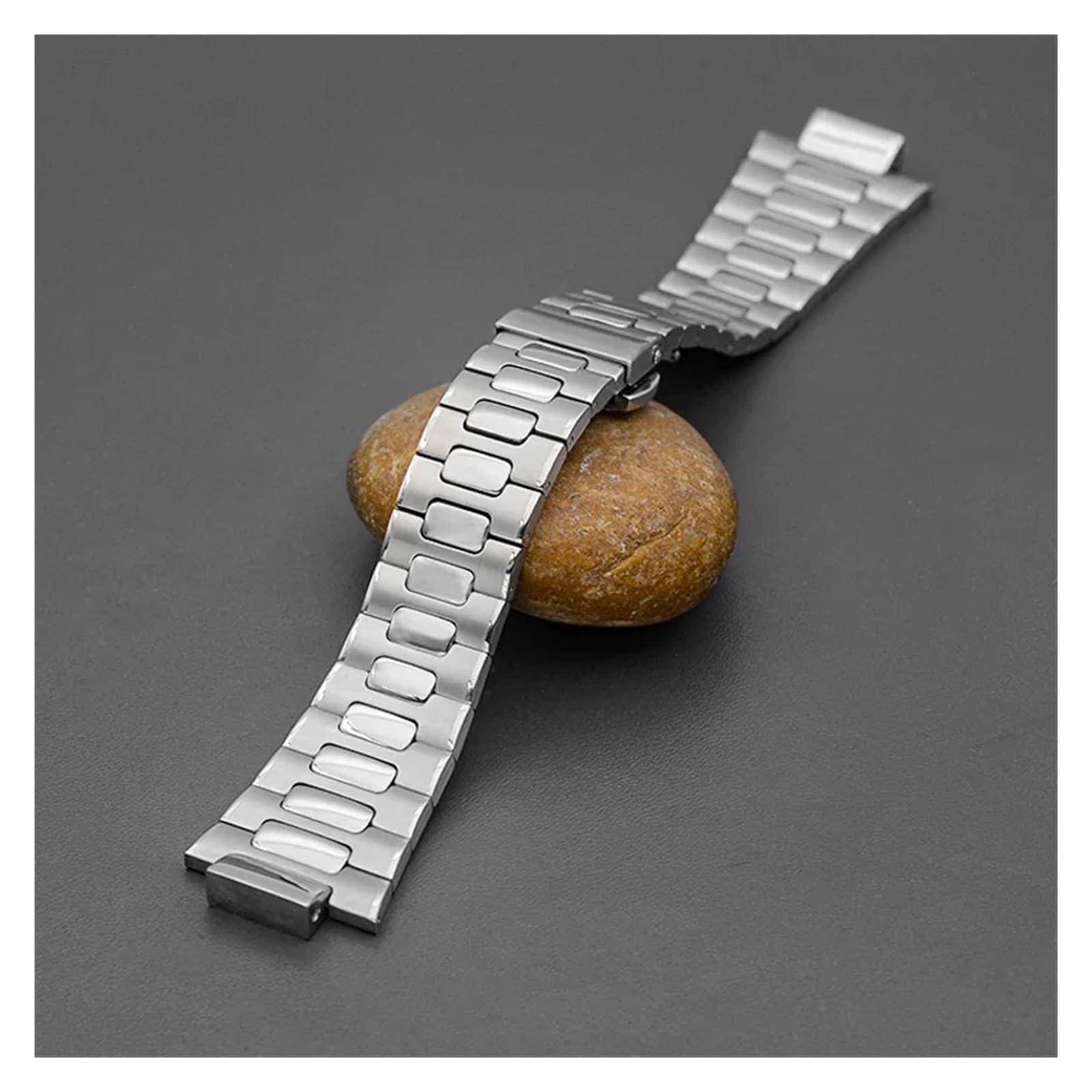 Bracelet de Rechange en Acier Inoxydable 316L, Argent, 25mm, adapté aux boîtiers de Montre, Fermoir à déploiement Pliable