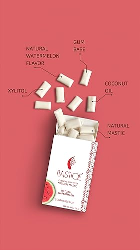 Miniatura 4 de Mastiqe - Goma de mascar dura sin azúcar con masilla natural (sandía, 20 unidades)