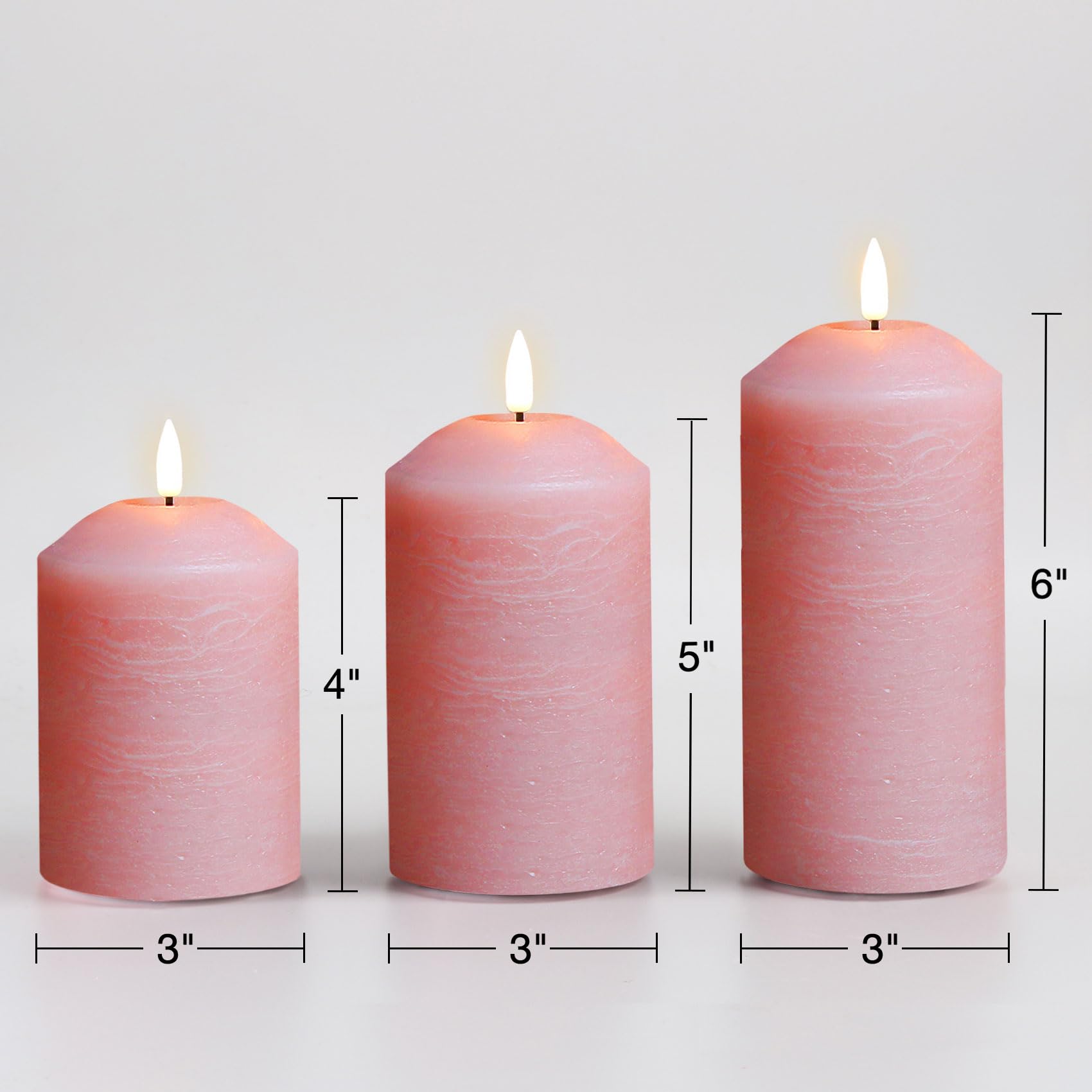 Candele LED A Colonna Con Telecomando – 5 Pezzi, Fiamma Tremolante, Timer, Grigio – Altezze 8-17,8 Cm
