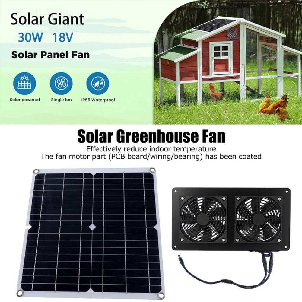 Ventola di estrazione solare esterna 30W 12V impermeabile pannello solare estrattore aria ventilatore per cani pollaio camper serra utensili elettrici