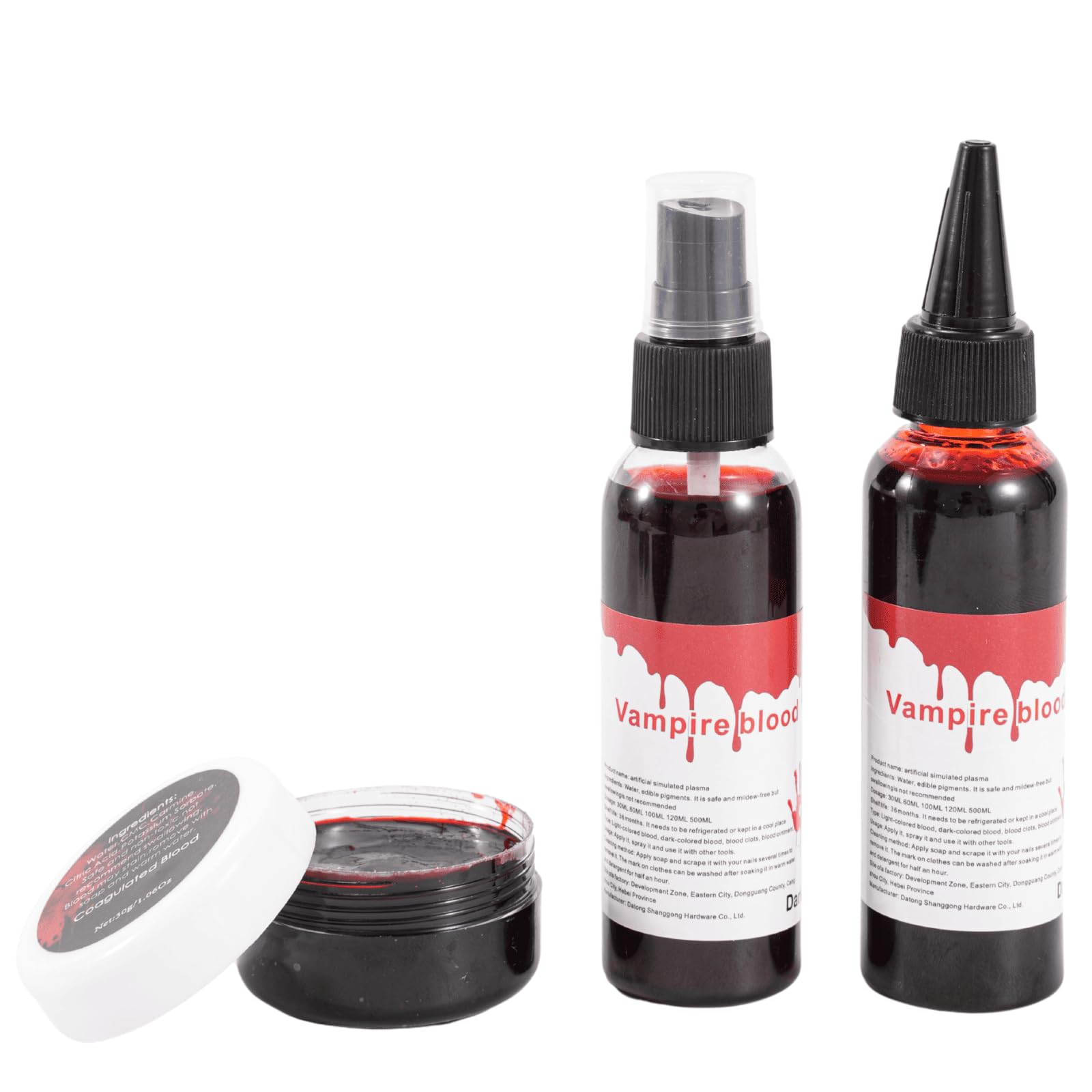 Halloween Fake Blood Kit 3PCS, Blood Spray, Gel Blood & Dripping Blood