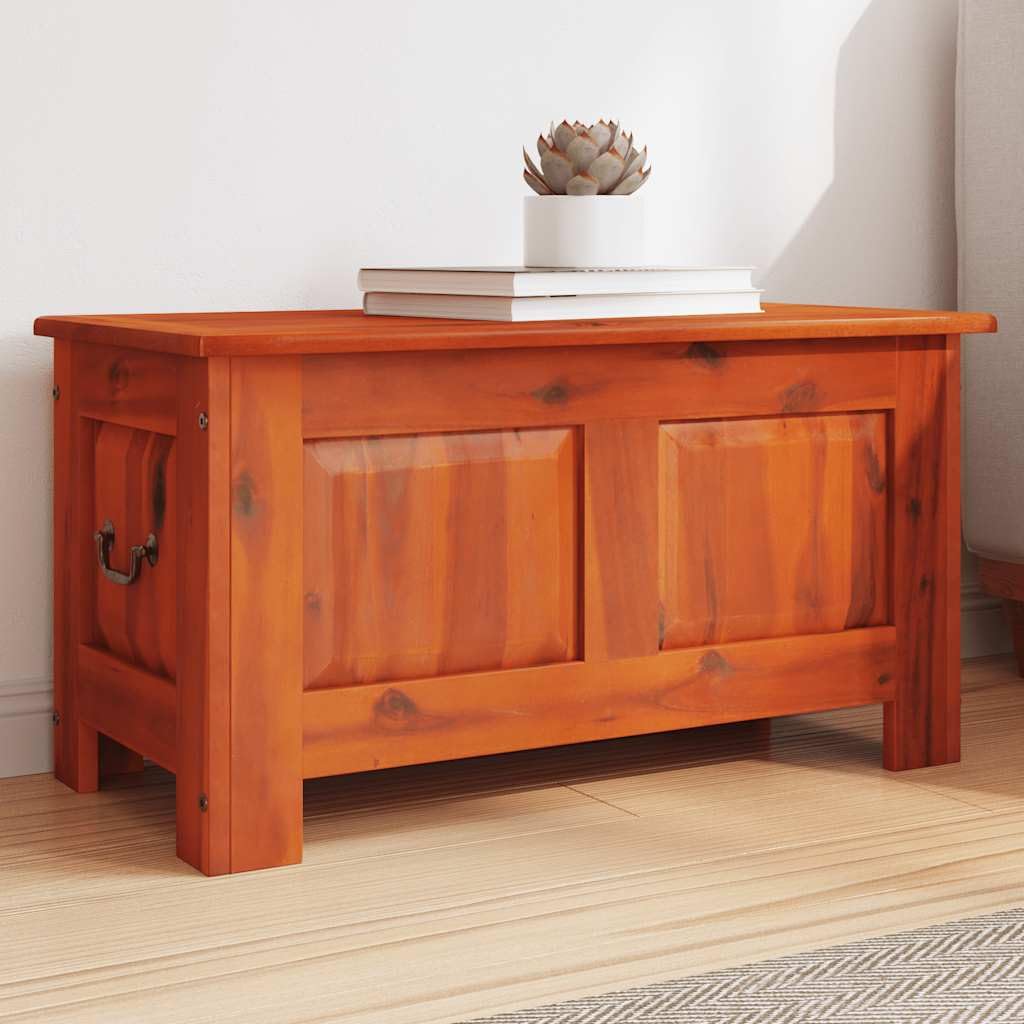 Baúl con tapa de madera de acacia maciza, color marrón, 70 x 35 x 37 cm, para salón, pasillo, habitación infantil, como asiento o caja de juguetes con espacio de almacenamiento