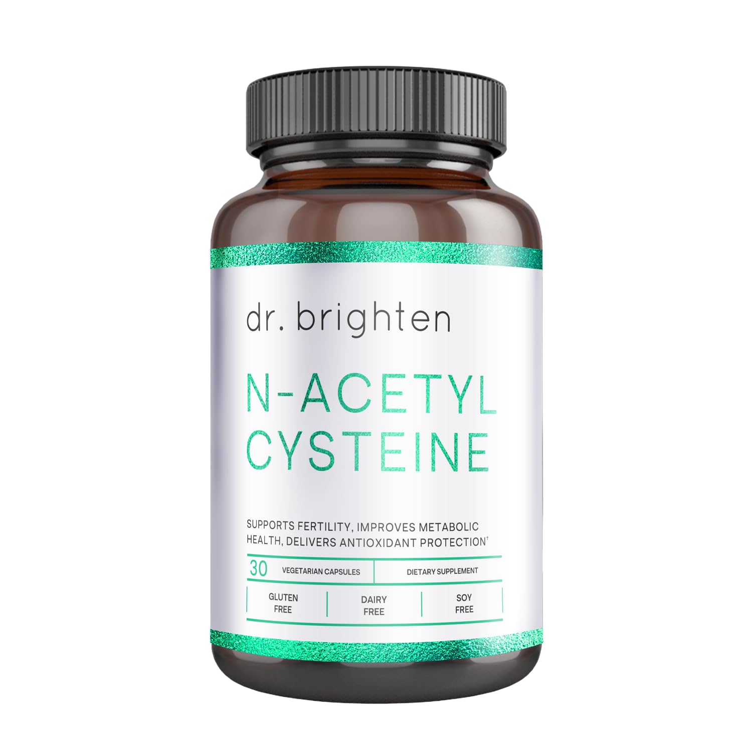 Dr. Brighten N-Acetyl-Cysteine (NAC) — Powerful Glutathione Precursor Amino Acid Supplement for Optimal Detoxification, Immune Function, and PCOS — 30 Capsules