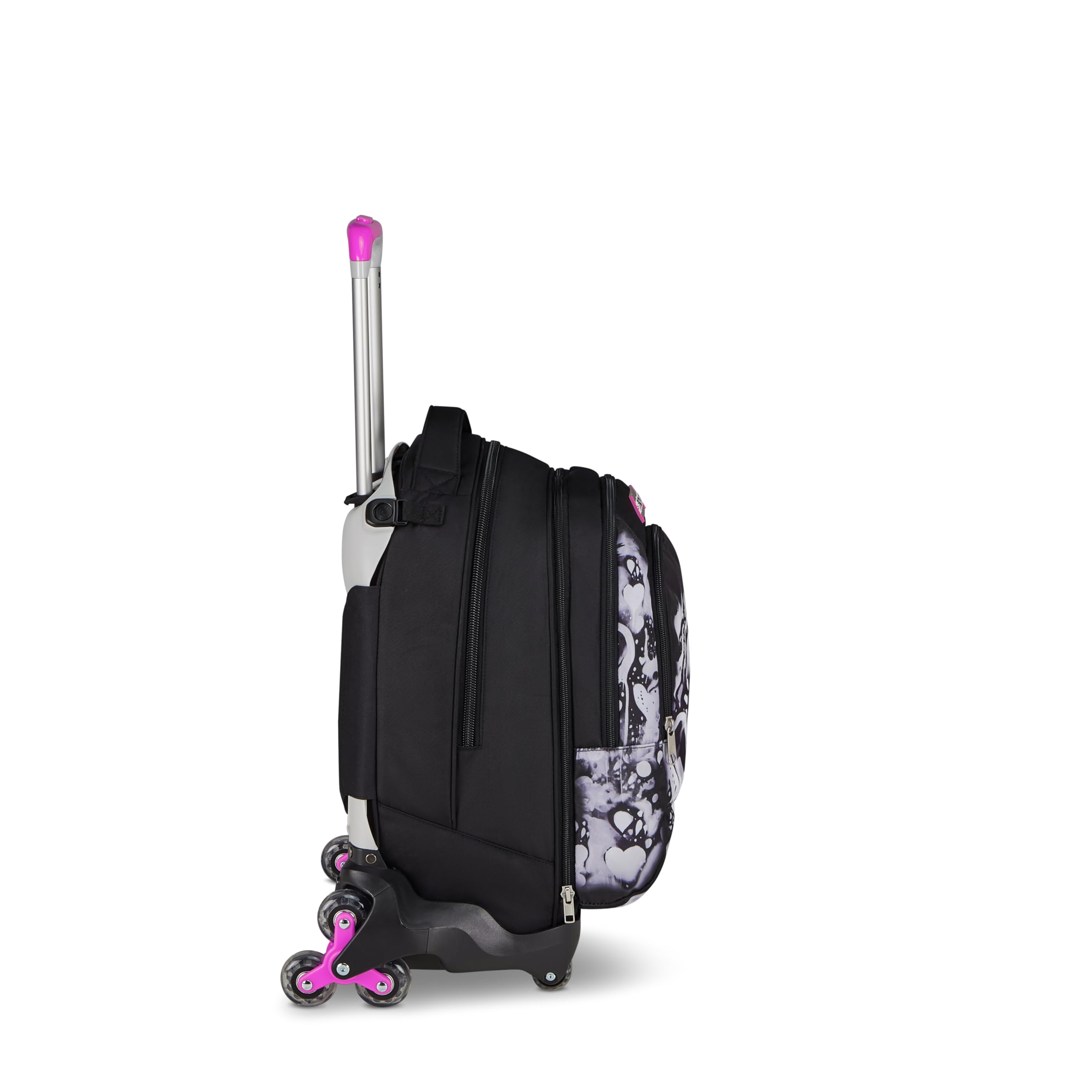 Seven Trolley Scuola Jack 8 Ruote Detach PLUMPY LINE GIRL, Nero, 43 L, Scomponibile, Zainetto staccabile, 4 in 1, Cross-over System, Tasche multifunzione, Scuola elementare e media, Bambini, Ragazzi