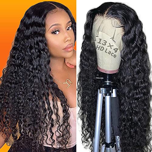 Deep Wave Lace Front Wigs Human Hair Pre Plucked With Baby Hair 13x4 HD Lace Wigs Human Hair For Women 150% Density LILYDALE (26 inch)