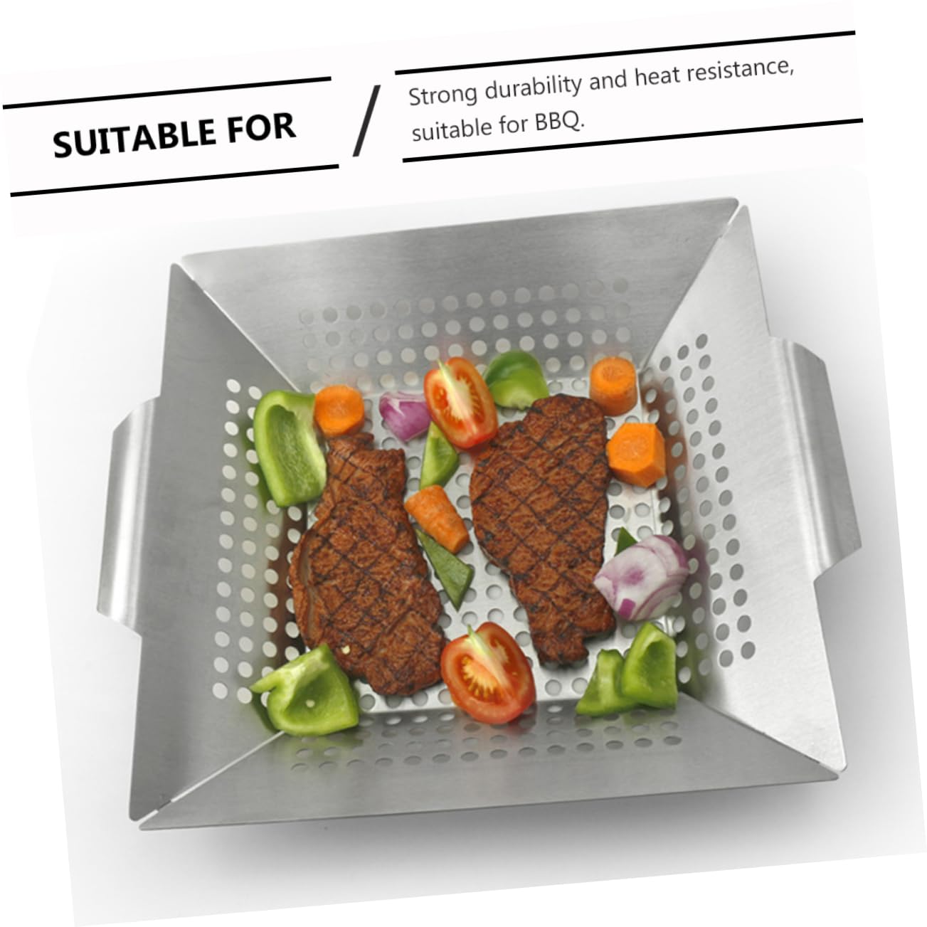 1pezzi Square Baking Tray Acciaio Inossidabile Per Barbecue Vassoio Grigliata Per e Verdure Strumento Bbq Multiuso Resistente e Pratico
