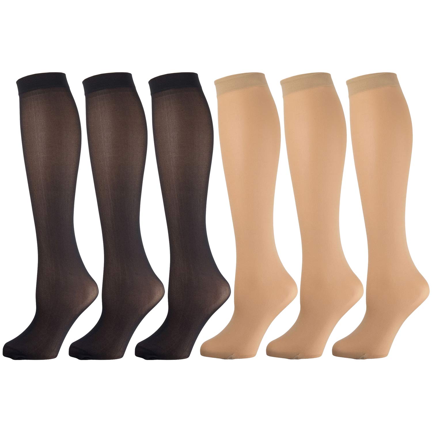 Womens Opaque Stretchy Spandex Knee High Trouser Socks, Multipack