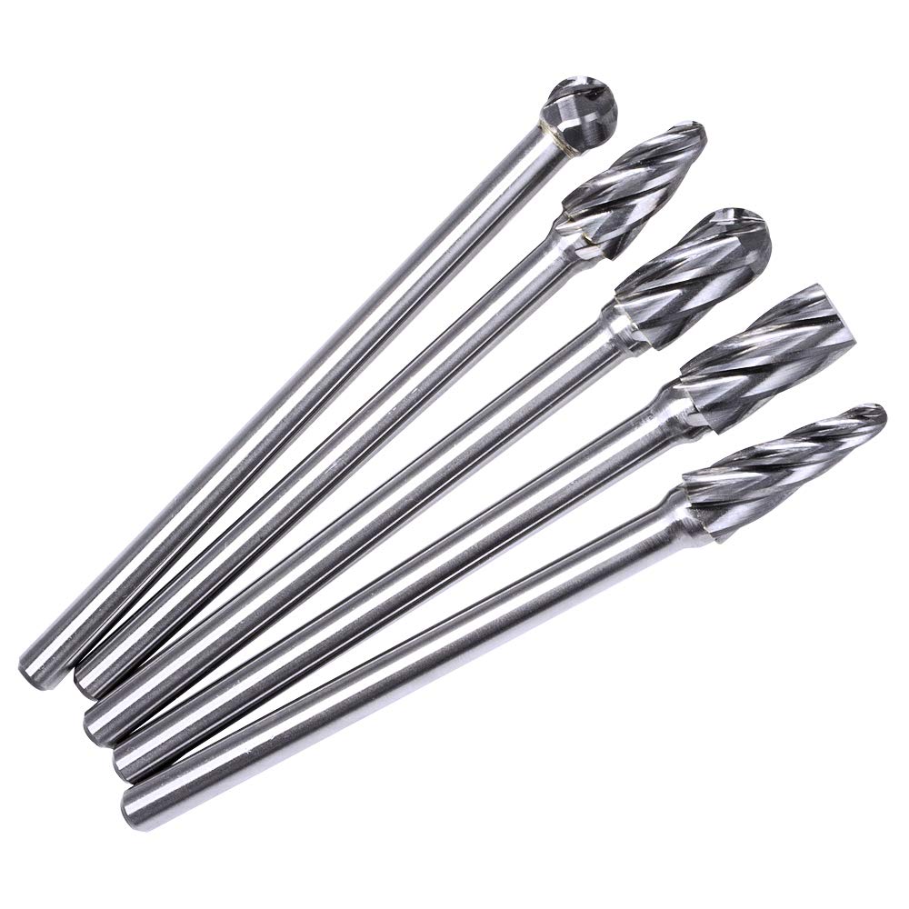 TJATSE 5Pcs 1/4 Inch Aluma Cut Carbide Burr Set 4.4" Long Shank Single Cut Tungsten Rotary Burr Files CNC Engraving Cut Metal Carving Polishing Drilling Tool Kits — Amazon image 5