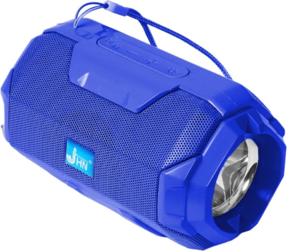 Image of Portable Wireless Bluetooth Speaker 5W with Built-in Torch, Deep Bass Stereo Sound, Long Battery Life, AUX Input, Rugged Water Resistant Design for Outdoor & Indoor (Blue)