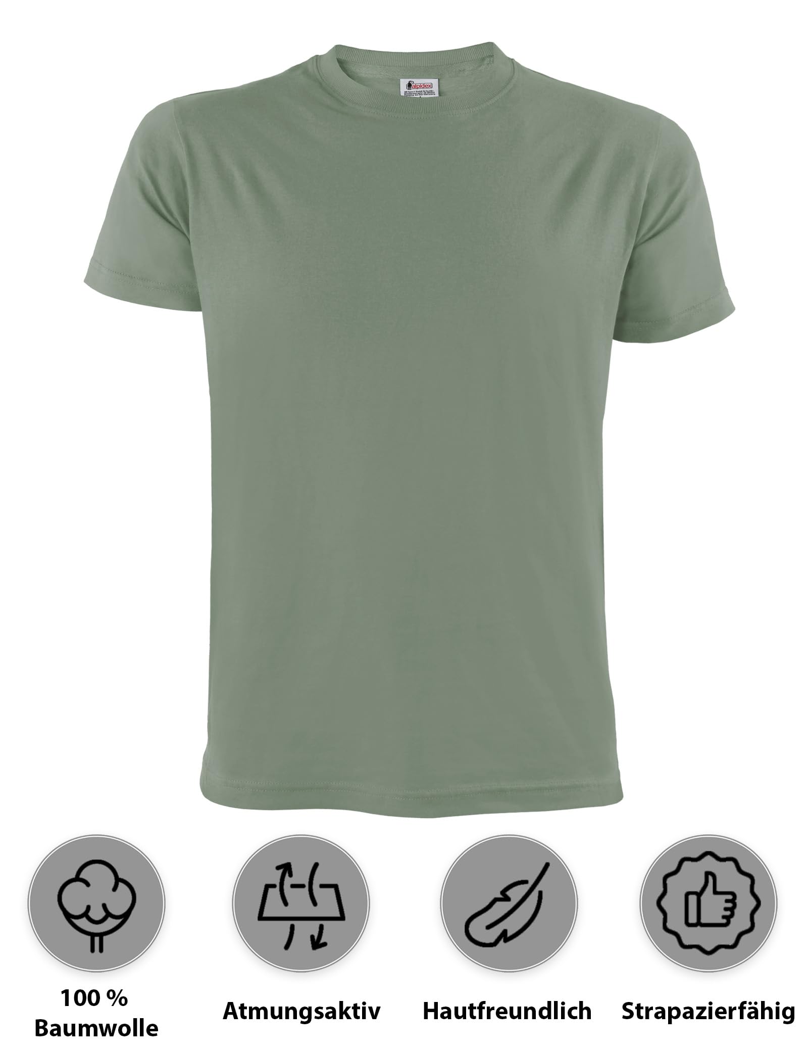 ALPIDEX Herren T-Shirts 5er Set Rundhals 100% Baumwolle Einfarbig Shirts Basic Shirt Kurzarm S M L XL XXL 3XL 4XL 5XL - 4