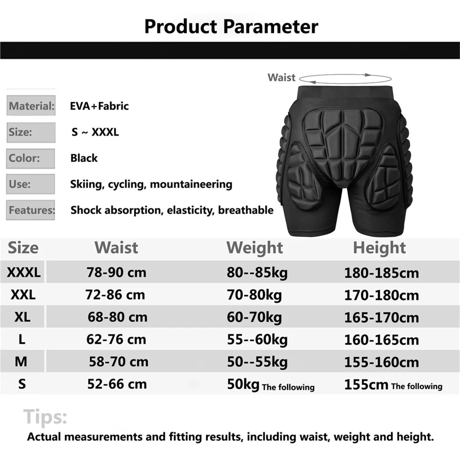 Ski Hüftprotektor Skishorts, Eva-Skate-Hüftprotektor, Snowboardshorts, Schritt-, Knie- und Ellbogenschoner, Schutzausrüstung for Outdoor-Sportarten