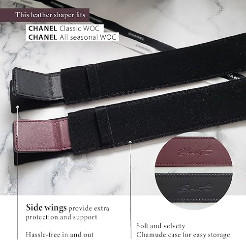 Miniatura 4 de Bonte WOC - Moldeador con alas, base de cuero italiano, protector e inserto para cartera en bolsas de cadena, cuero italiano de grano completo