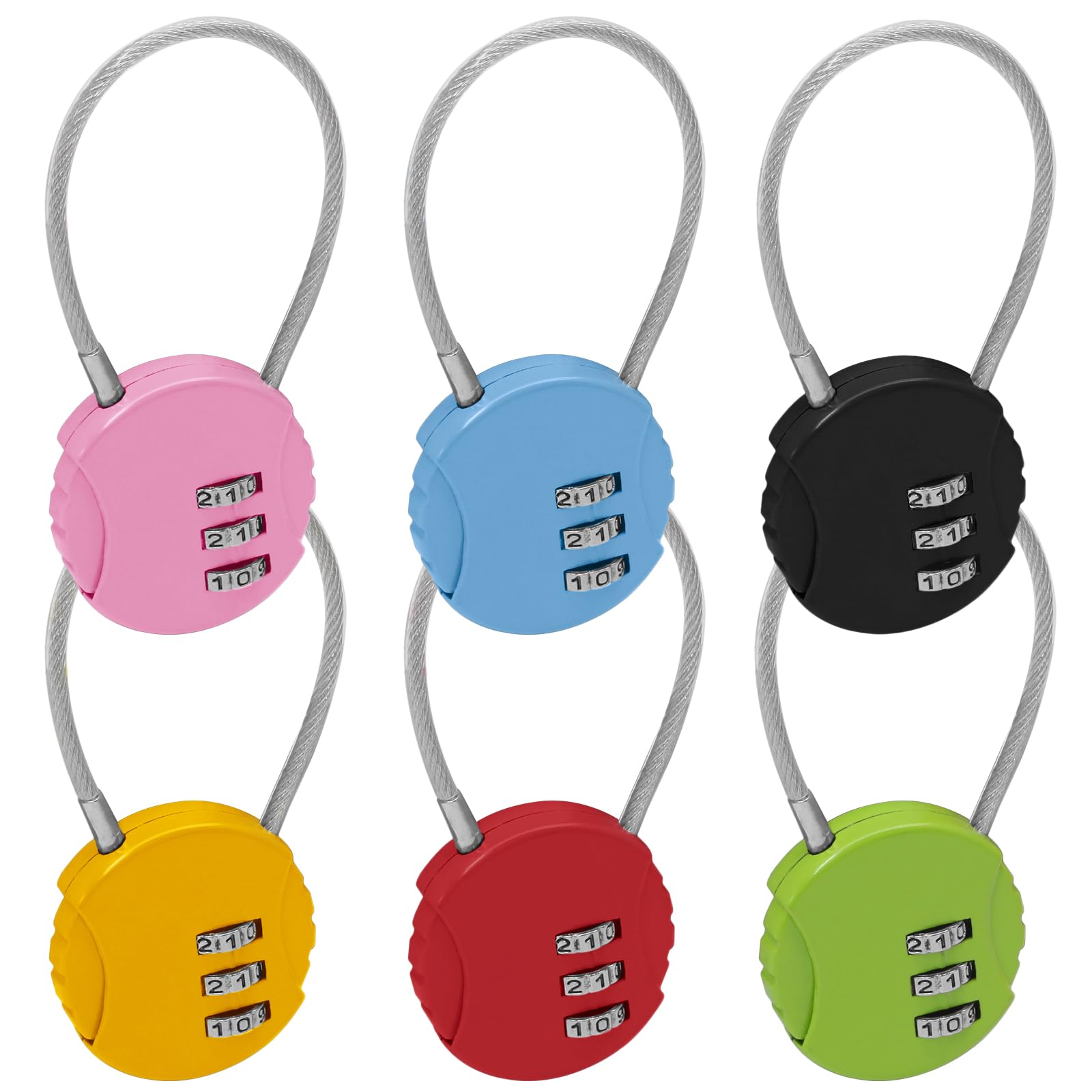 Bonsicoky 6 Pack 3 Digit Combination Lock - Outdoor Waterproof Padlock - Mini Combination Padlock Luggage Lock for School Locker Backpack Travel