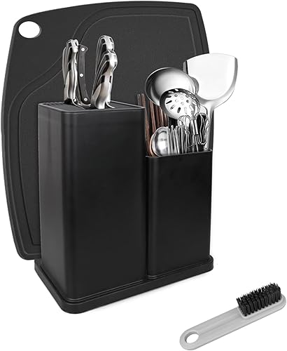 Yimerlen Bloque universal para cuchillos, bloque universal de plástico para cuchillos sin cuchillos, organizador de utensilios de almacenamiento de