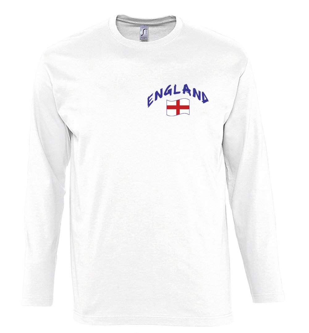 Supportershop Men England Long Sleeve T-shirt - White, Large