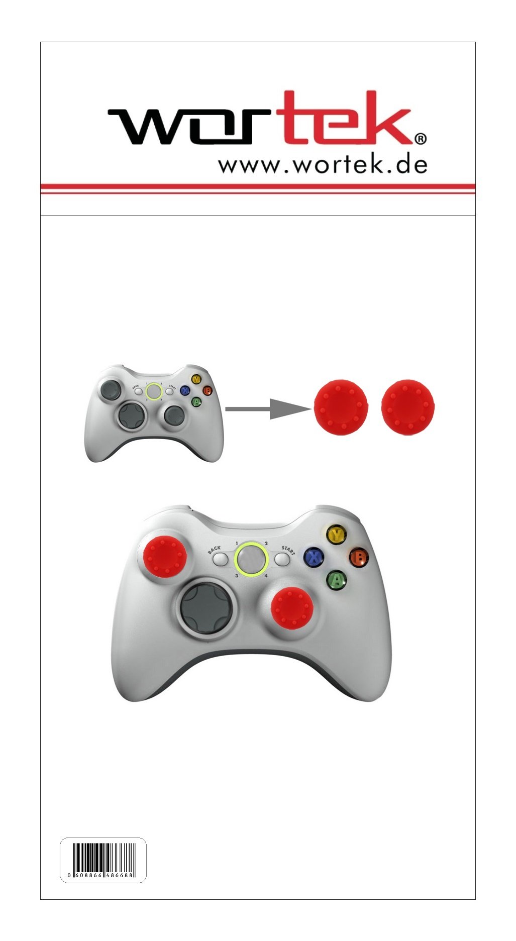 wortek Controller Aufsätze Thumb Grip Control Stick Set Kappe Silikon für Sony PS5, PS4, PS4 Pro, PS3, PS2, Xbox One, Xbox One Series X, Xbox 360, Nintendo Switch, Nintendo Wii U Rot