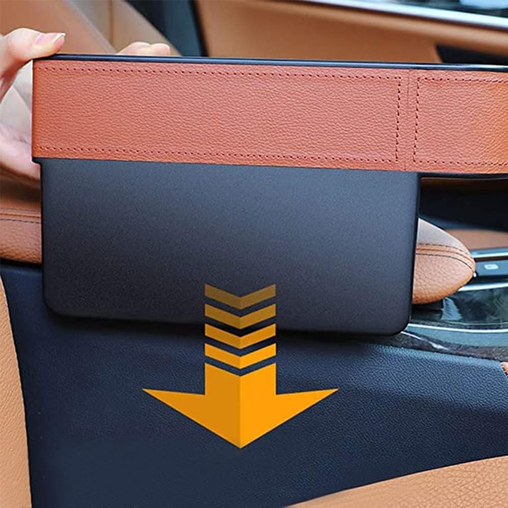 Lot De 2 Organisateurs Siège Voiture En Cuir PU – Range Tout : Téléphone, Lunettes, Clés, Cartes – Anti-Chute Dans Les Interstices
