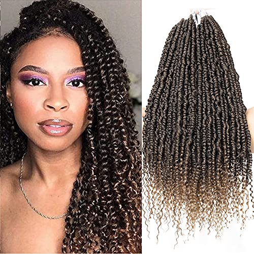 Bomb Twist Crochet Hair(Spring twist hair, passion twist hair) 20 inch 6 Packs Pre-twisted Crochet Hair Synthetic Braiding Hair for Women (T27, 20 inch)
