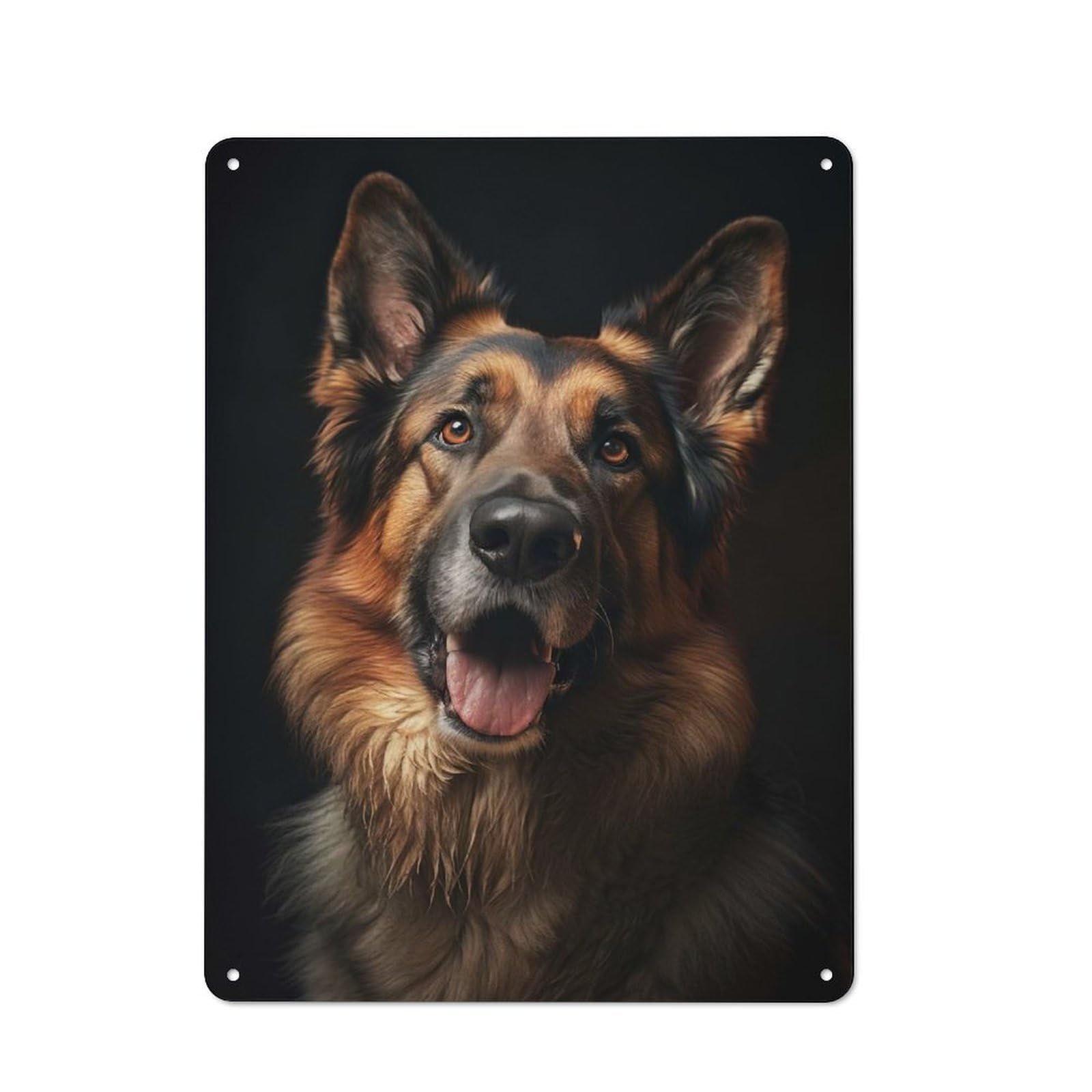 Junmoney German Shepherd Portrait Metal Wall Sign 40X30cm Featuring For Café Or Restaurant, A Decorative Metal Sign For Cafés And Restaurants