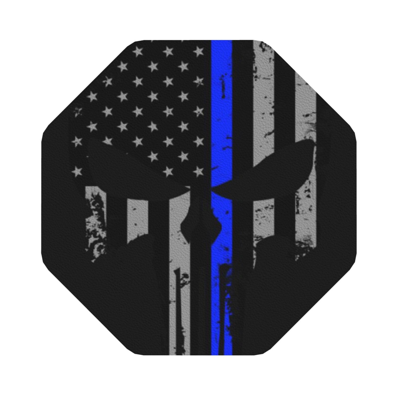 Blue Stripe Stars Skull PU Leather Coasters Set of 6 Octagon Drink Coasters