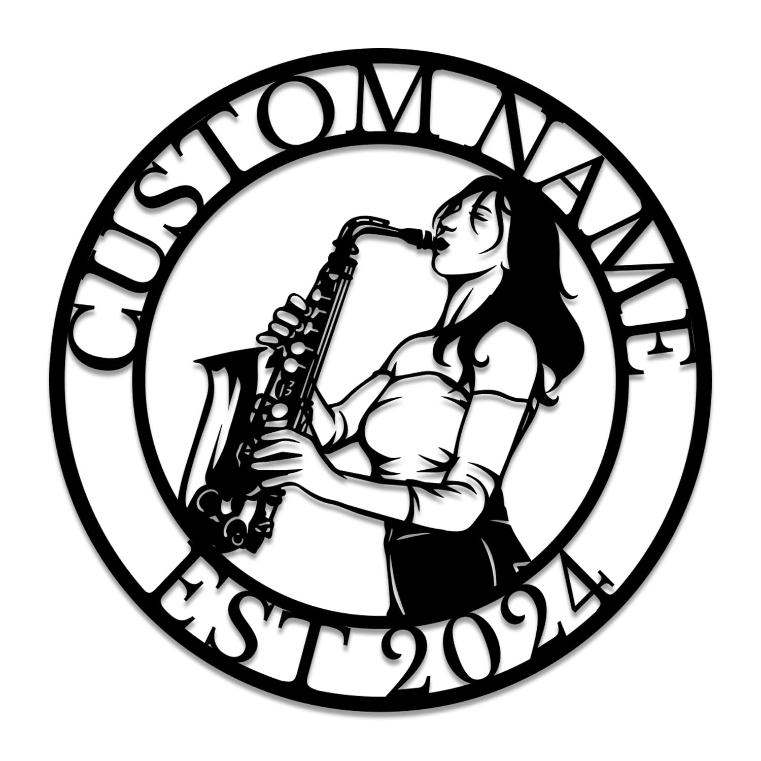 Personalized Custom Saxophone Metal Wall Decoration, Saxophone Name Sign, Saxophone Player Gift, Band Room Decor, Custom Musical Gift (Saxophone A)