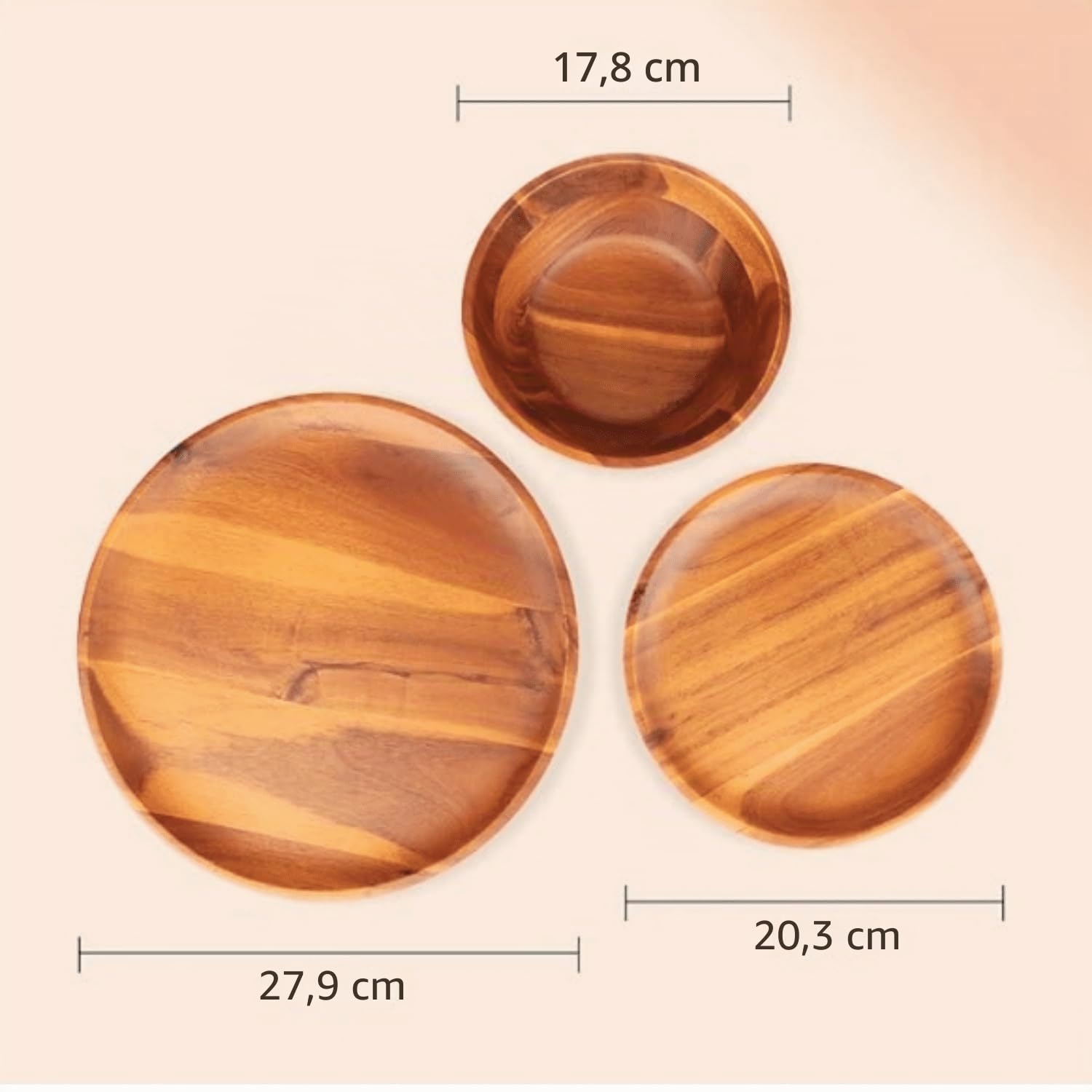Service de table 12 pièces en bois d'acacia pour 4 personnes