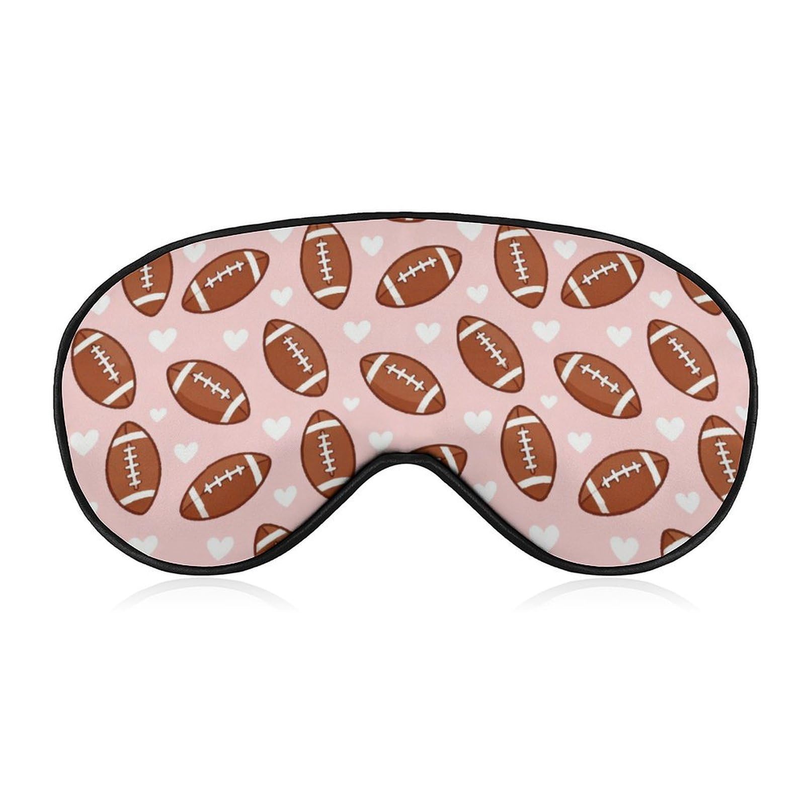 Sleep Mask Blackout Eye Mask for Sleeping Football Hearts Pattern Night Blindfold for Men Women