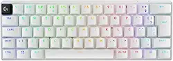 Teclado Mecânico Gamer Sem Fio Logitech G PRO X 60 LIGHTSPEED com Design Ultra Compacto TKL 60%, Switch Óptico GX Tactile, RGB LIGHTSYNC, Conexão Bluetooth ou USB, Compatível com Windows - Branco