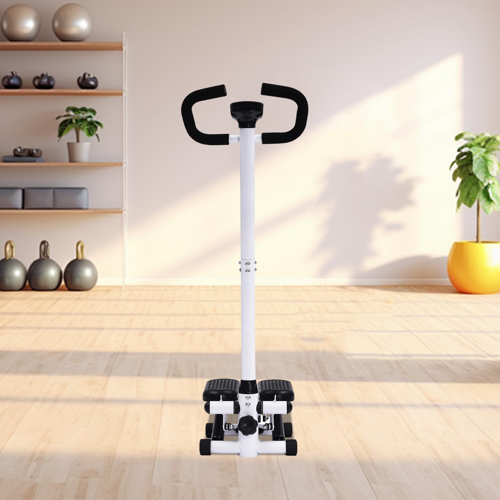 Fitness Stepper, Cyclette, Cardio Stepper, con display, sistema idraulico, fasce di resistenza, altezza regolabile, Up-Down Swing, pedali antiscivolo, per casa, ufficio, 150 kg