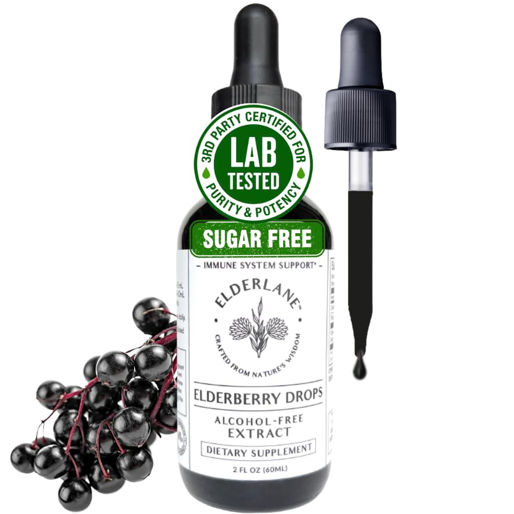 Elderberry Drops for Immune Support - Elderberry Extract Liquid - Elderberry Tincture - Keto, Sugar-Free, Alcohol-Free. Lab-Tested, Vegan, Non-GMO, Gluten-Free