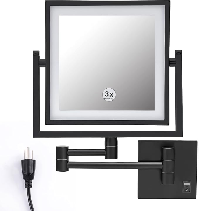 RYOOJNM Wall Mounted Makeup Mirror with Lights,8 Inch