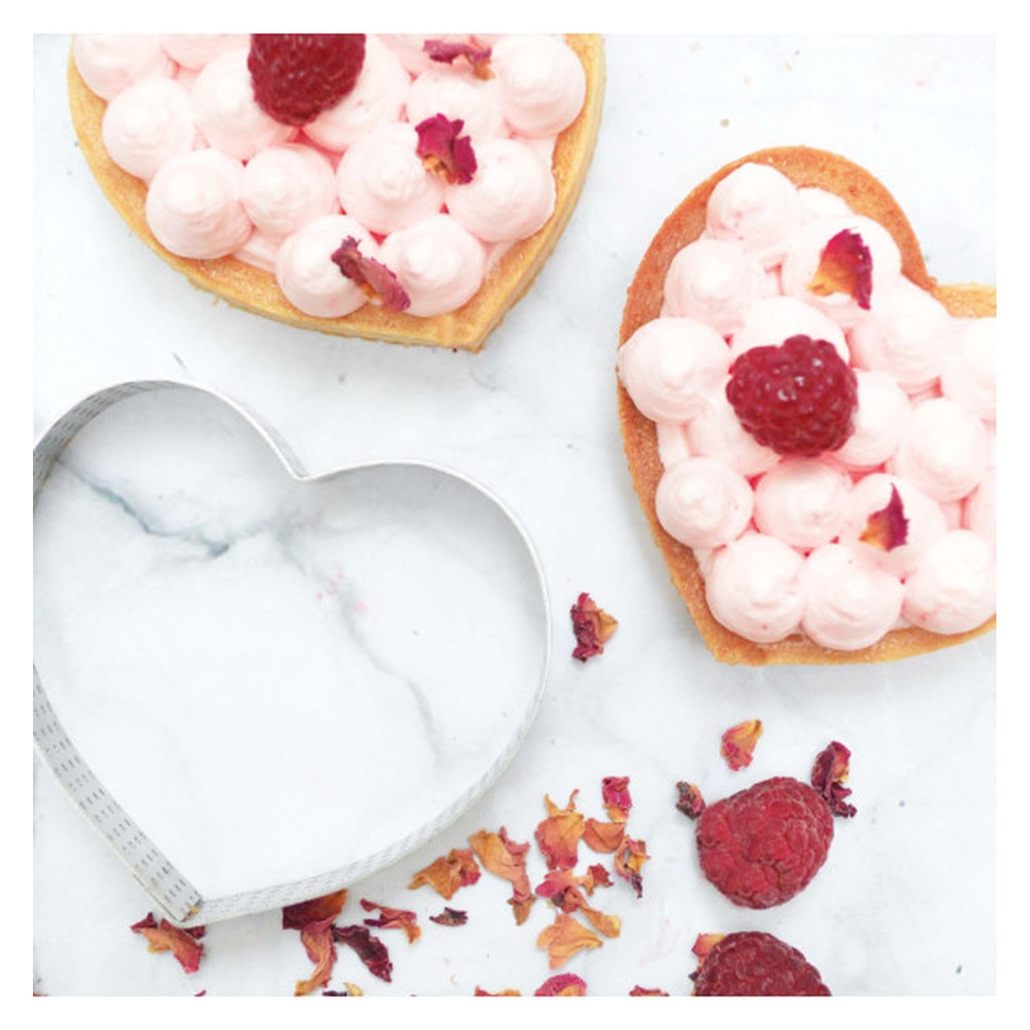 SCRAP COOKING ScrapCooking 1323 Perforated Heart Tart Circles 8.5 x 7.5 cm Stainless Steel Frame Moulds for Baking Uniform Baking Accessories Cake Dessert