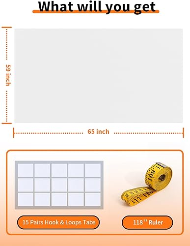 Miniatura 5 de Persianas opacas mejoradas 65 x 59 pulgadas 100 % opacas se puede cortar tú mismo Cortinas opacas blancas portátiles para ventanas, tiras de cinta