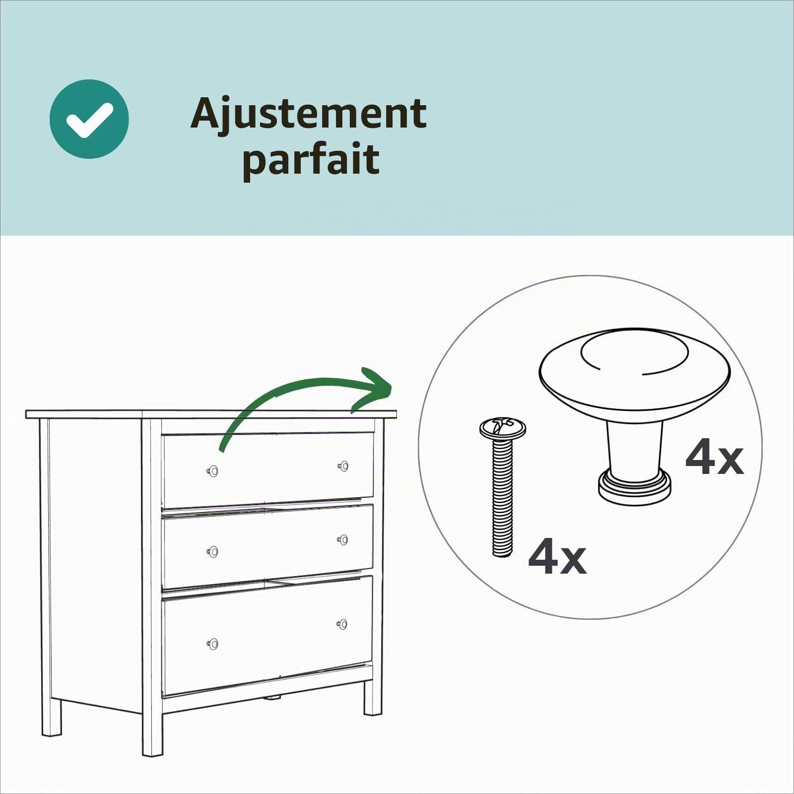 Poignée compatible avec IKEA HEMNES Meuble Bouton Commode Anthracite ⌀32mm avec Vis (4 pièces)