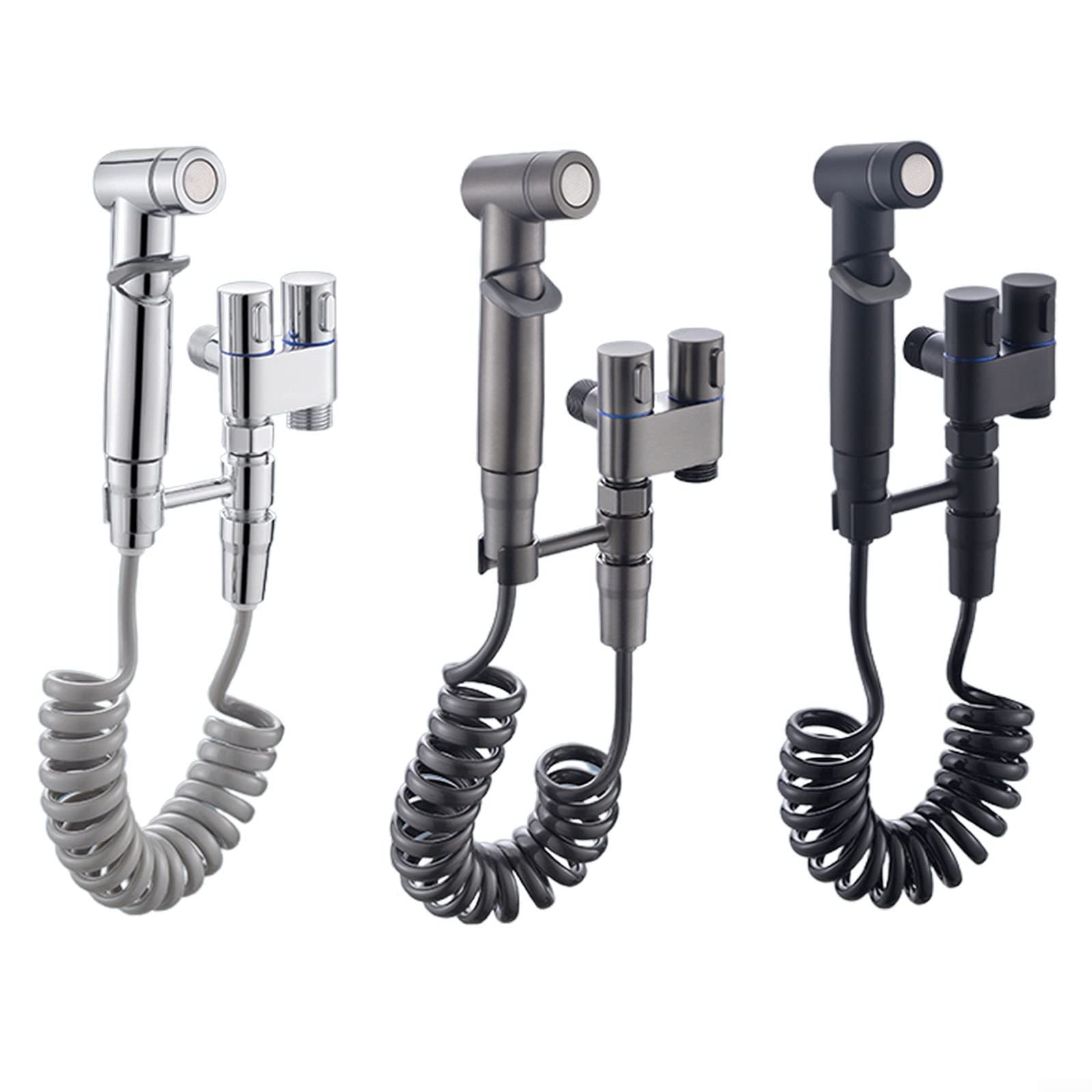 WC Set doccia portatile WC Partner Pistola a spruzzo con valvola angolare Rubinetto Igiene personale Spray per WC Elegante Nero Bagno Essenziale