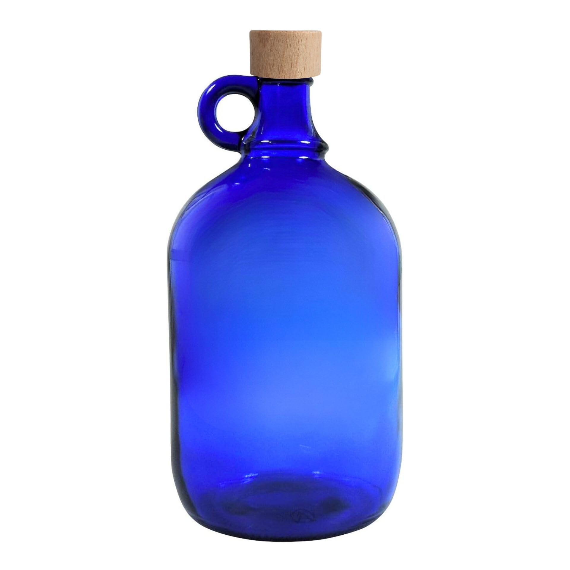 Bouteille en verre bleu 2L : oubliez le plastique grâce au bouchon en bois