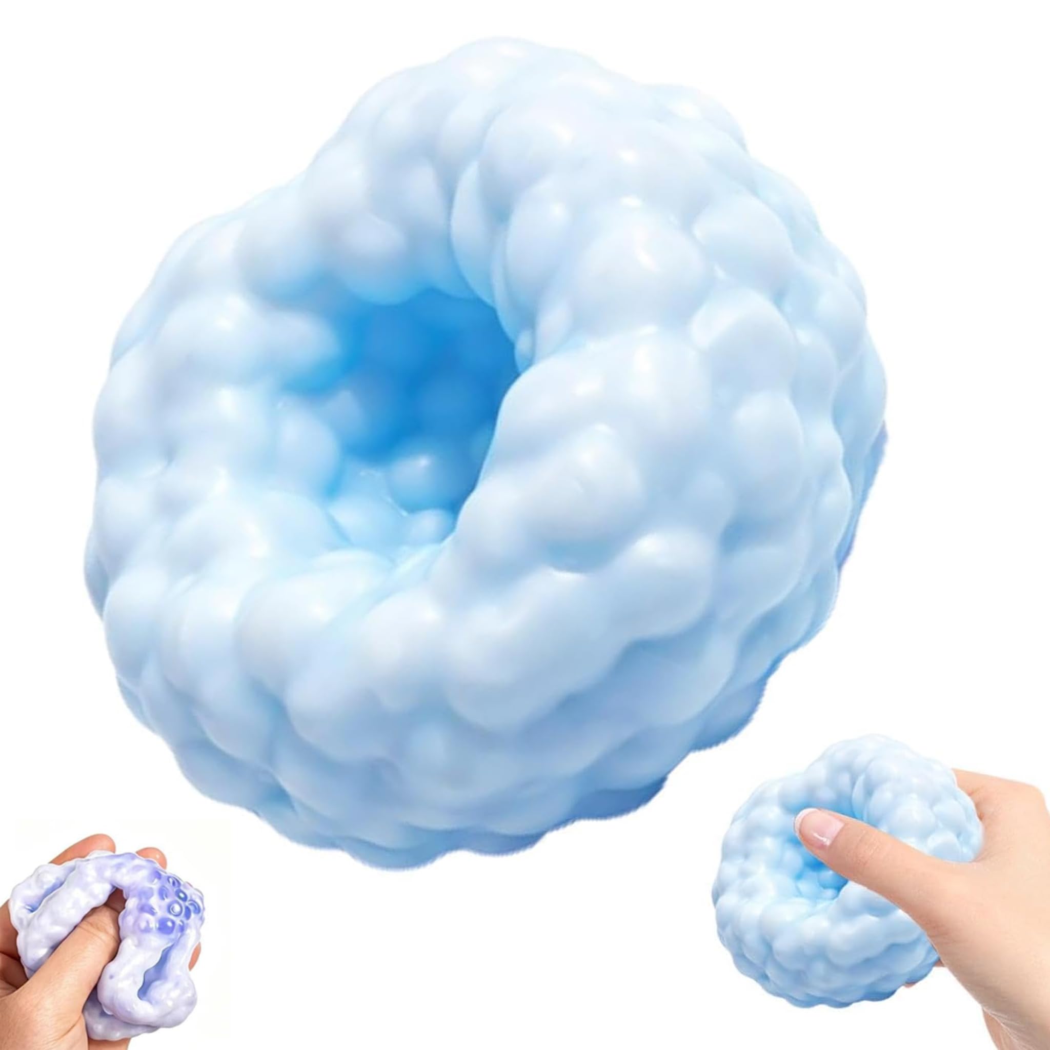 Crunchy Squishy Stress Ball, Sand Filled Moldable Sensory Fidget Toy with Satisfying Noisy Texture, Soft & Stretchy Anti Anxiety Squeeze Ball for Adults Kids ADHD Autism, School Home Desktop (Blue)