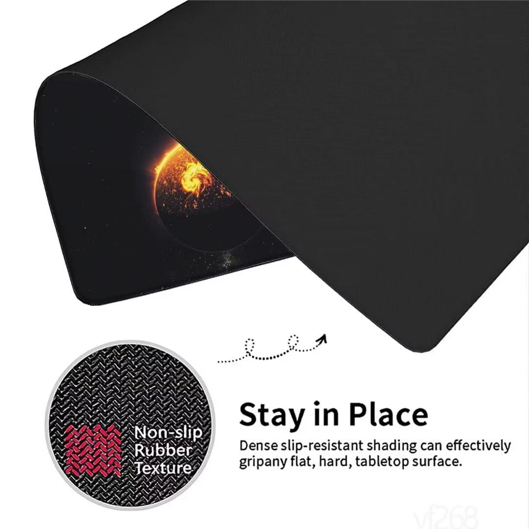 Alfombrilla Ratón negro Alfombrilla Raton 1600x800x3mm,Sencillez Alfombrilla de Ratón Extendida de Gran Tamaño con Bordes Cosidos,Protector Escritorio,Antideslizante,Alfombrilla Ratón Gaming YF-268