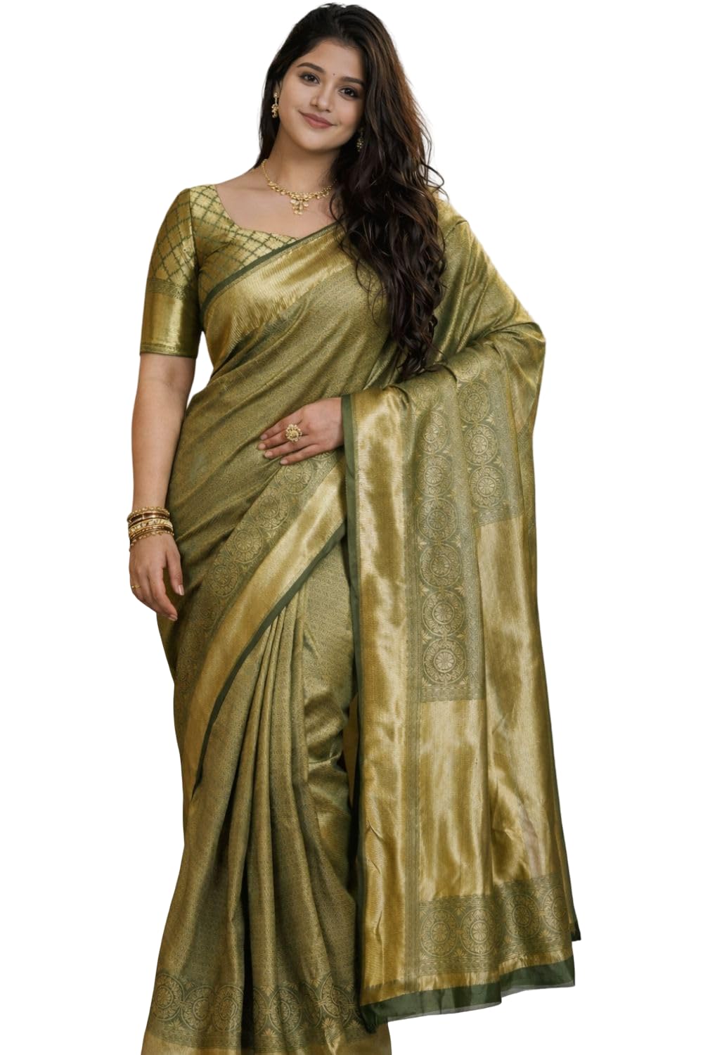 Banarasi Silk Saree with Zari Woven Border, Traditional Handloom Weave, Festive and Includes Blouse-image-29